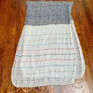 Talbots Sailboats and Stripes Scarf with Fringe